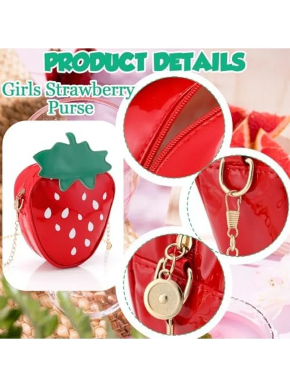 12 Pcs Strawberry Crossbody Bag Set - Cute PU Phone Wallets for Girls' Parties